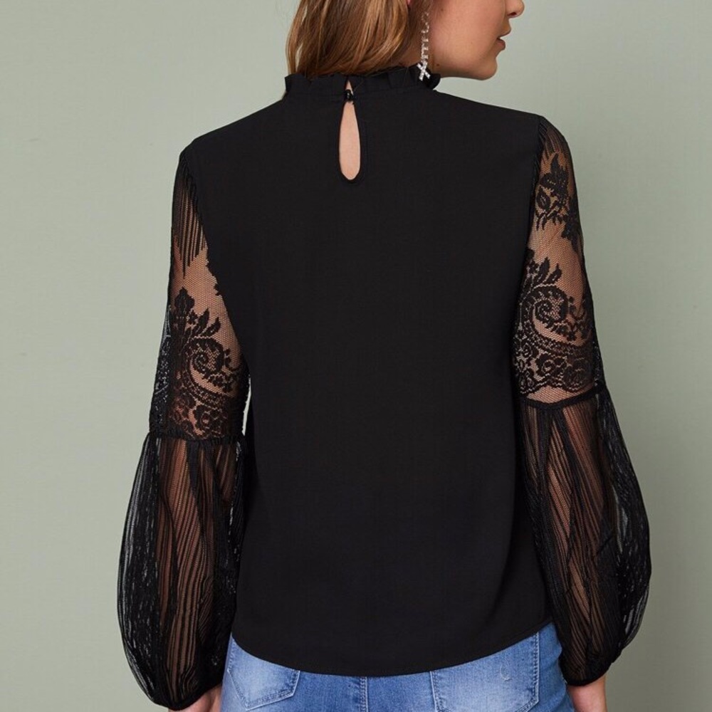 New Long Lace Lantern Sleeve Lace Top - Picture 5 of 5